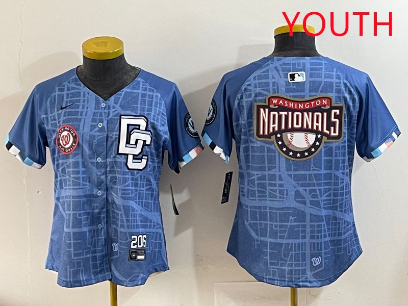 Youth Washington Nationals Blank Blue Joint Name 2025 Nike MLB Jersey style 8->youth mlb jersey->Youth Jersey